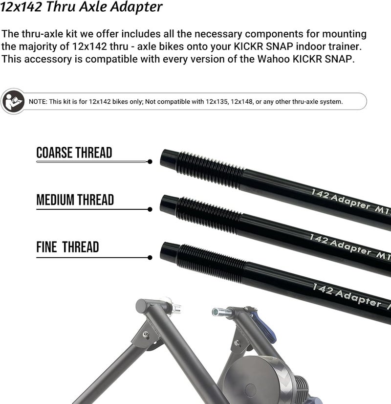 DCOMA 12x142mm Adapter Compatible with Wahoo KICKR SNAP, Supports 12mm Thru-Axle Rear Dropouts (142mm Width), Manufacturing of High-Strength Materials, Contains All Necessary Kits and Tools - Image 3
